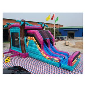Tobogán Acuático Inflable Comercial de Doble Carril con Diseño de Palmera, Compra de <span class=keywords><strong>Castillo</strong></span> Inflable para Niños al Aire Libre - Product Image 3