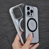 Coque de téléphone magnétique officielle anti-jaunissement et antichoc en TPU PC transparent pour iPhone 16 17 18 Pro Max, design de bouton tactile du même style