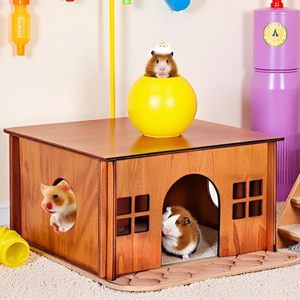 Wooden <strong>Guinea</strong> <strong>Pig</strong> Hideout Sturdy Small Animal Habitat House Large Hut for Rabbit Chinchilla Gerbil Hamster Bunny <strong>Cage</strong> Accessory - Product Image 5