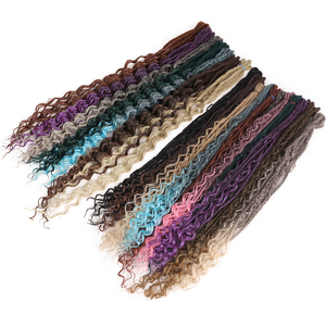 AliLeader Extensions de dreadlocks à double extrémité 24 "Tresses en boîte synthétiques Extrémités bouclées mélangées Style Hippie Boho Wavy DE Dreads - Product Image 1