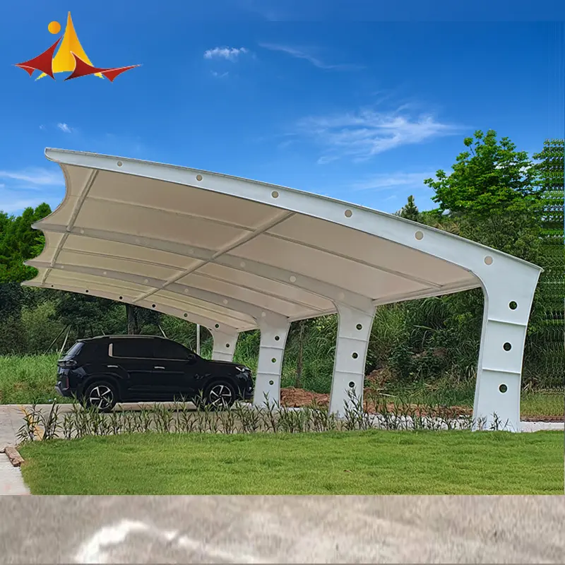 Windbestendig Staal En Aluminium Frame Carport En Pvdf Dak Tent Voor De Auto Membraan Structuur Carport