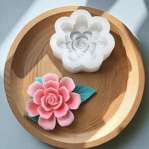 Moule en silicone 2D grande taille en forme de <span class=keywords><strong>rose</strong></span> pour bougies d'aromathérapie, savons, plâtre, résine, artisanat et décoration de bureau - Product Image 3