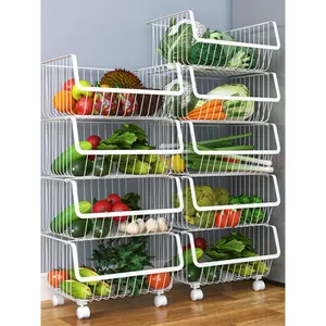 Wrought iron coated wire storage basket with wheels multilayer storage basket with wheels STORAGE BASKETS