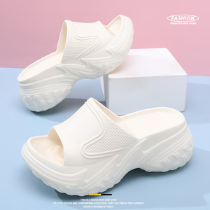 Women's Platform Flip Flops EVA Open <b>Toe</b> Breathable Summer Slippers Chunky Shoes White - Product Image 1