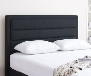 Moderno Design a canale orizzontale tessuto di lino imbottito testiera attaccabile per letto matrimoniale - Product Image 2