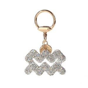 New Design Crystal Rhinestone 12 <b>Star</b> Sign constellation <b>Key</b> Chain Diamond Car Bag Charm Zodiac Keychain Accessories Decoration - Product Image 2