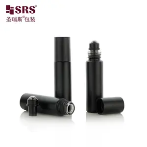 Roller électrique, bouteille à roulettes en verre noir mat, récipient avec support noir, pour applicateur de boules, bouteille de parfum Portable de 10ml