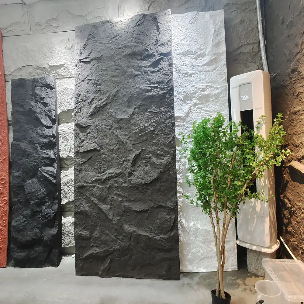Panel batu PU imitasi terpisah, bahan desain dinding Interior, Panel dinding batu PU