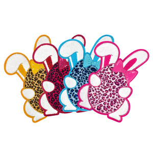 Insignias de lentejuelas de alambre de lingotes Parches de purpurina ecológicos para planchar Pin DE SEGURIDAD Chenille de Pascua Orejas de conejo Parche de arco bordado - Product Image 2