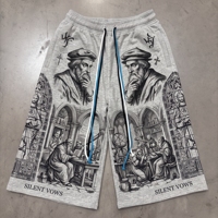 Ensemble court imprimé graphique, sweat à capuche et short, streetwear vintage, tenue deux pièces Y2K |   Personnalisé de haute qualité