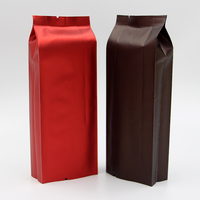 Sacs à café en grains à fond plat avec soufflet latéral, pochette refermable à fermeture éclair avec valve et lien de fermeture pour l'emballage du café et du thé
