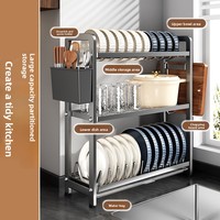 Égouttoir à vaisselle et bols en plastique non pliable pour cuisine avec planche à découper et porte-couteaux, support de rangement multifonction