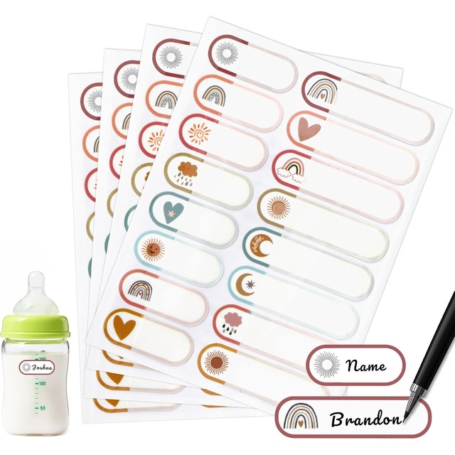 Name Labels for Kids Stuff Daycare Essentials Name Tag Stickers Waterproof Reusable Washable Write-On Bottles Label Sticker Tags