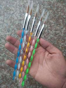 Juego de 5 pinceles para uñas con diseño de cristal, flores coloridas en 3D, espiral, fibra artificial, mango de plástico, herramientas de manicura acrílica. - Product Image 4