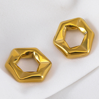 Perles hexagonales irrégulières plaquées or en acier inoxydable 304, grandes perles d'espacement à trou large pour la fabrication de bijoux DIY, colliers, vente en gros