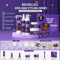 Kit de Soins Coiffants pour Enfants OEM/ODM pour Cheveux Bouclés 4C – Ensemble de Soins Naturels pour Tresses d'Enfants – Vente en Gros : Shampoing, Fixateur de Bords et Mousse pour Enfants