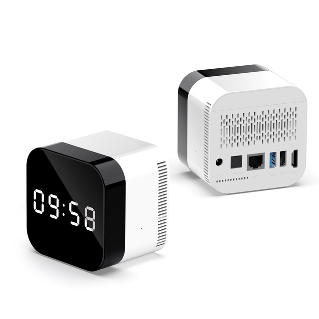 H96MAX H728 Desktop Clock TV Box Digital Display Screen Wifi 6 BT5.0 Android 14 Tv Box 1000M Ethernet Port Settop Box