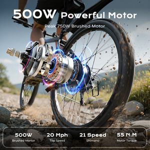 Stock US LIVRAISON GRATUITE Vélo de montagne électrique 26 pouces 500W 48V 60km Longue portée Tout-terrain Vélo électrique Cadre en aluminium Frein à disque Livraison gratuite - Product Image 3