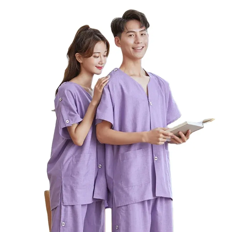 Viola cotone moxibustione abbigliamento fisioterapia abbigliamento paio di modelli di anteriore e posteriore fibbia di grandi dimensioni massaggio sauna abbigliamento