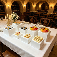 Présentoirs carrés en acrylique pour desserts, cubes de présentation blancs de qualité alimentaire pour mariages, anniversaires, buffets, vente en gros