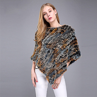 Jtfur mode dames gris fourrure châle fourrure triangle col gland femmes lapin fourrure poncho