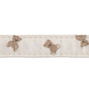 Collar para Perro Personalizado con Estampado de Oso, Grabado de Nombre en Beige, Hebilla Dorada Ajustable, Tela de Poliéster y Algodón, Suave, Antitirones - Product Image 4