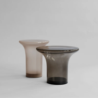 Ensemble de meubles en verre Dia. Table basse trompette gris clair 450*H350mm Dia.350*H400mm, ensemble de tables d'appoint rondes 14'' 18'' 45cm 35cm