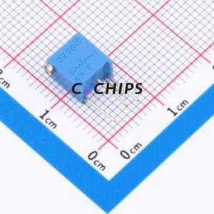 ตัวต้านทาน/โพเทนชิโอมิเตอร์แบบปรับได้สำหรับ3266X-503ผ่านชิ้นส่วนรู (THT)-3P, ตัวต้านทาน6.8x4.7มม. 50Kohm 10% 500 250mw ppm. - Product Image 1