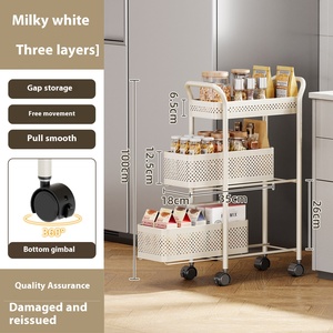 거실 욕실 도구 정리 보관을위한 바퀴 달린 트롤리가있는 금속 모바일 스낵 보관 랙 - Product Image 6