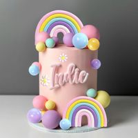 35 pièces de fleurs de décoration de gâteau boules arc-en-ciel pour décoration de gâteau d'anniversaire de fille