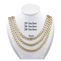 Collier Chaîne Maille Cubaine Personnalisée CM en Laiton Plaqué Or 14K, Largeurs et Longueurs Multiples, Chaîne Figaro Taillée pour Femmes et Hommes