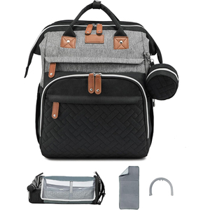 Sac à dos de voyage multifonctionnel personnalisé en cuir PU végétalien pour maman et bébé, sac à langer, sac à couches, polyester gratuit - Product Image 3