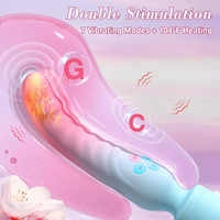 2-in-1 Heizender Silikon USB-Aufladbarer Vibrator mit 7 Vibrationsmodi AV-Stab Sexspielzeug für Frauen Doppelstimulation Masturbations-Massagegerät