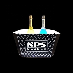 Tùy Chỉnh Sang Trọng Màu Đen Lớn Có Thể Sạc Lại Acrylic Rượu Sâm Banh Whisky Rượu Mát <span class=keywords><strong>LED</strong></span> Xô Đá Với Ánh Sáng - Product Image 1