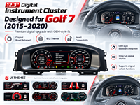 Panel Instrumen Golf 7 MK7 2015 hingga 2020 Digital Cluster 12.3 Inch IPS 1920x720 dengan Dukungan CarPlay Android Auto HUD
