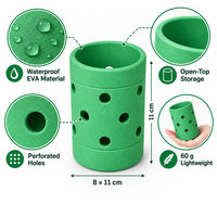 Accessoire porte-gobelet EVA 11x8x8cm 3-en-1 : Manchon de tasse, porte-stylo, mini-jardinière, design perforé, pour la plage, vente en gros
