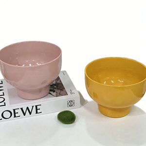 Nouveauté 2026 : Pots de fleurs en céramique à pieds en forme de bol (rose/jaune/bleu/vert) pour plantes succulentes d'intérieur, décoration maison – Vente directe usine - Product Image 5