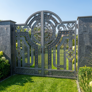 Puerta <span class=keywords><strong>de</strong></span> Entrada Doble <span class=keywords><strong>de</strong></span> Hierro Forjado a Mano, Puerta Frontal Arqueada, <span class=keywords><strong>Portal</strong></span> <span class=keywords><strong>de</strong></span> Entrada Ornamental para Jardín <span class=keywords><strong>de</strong></span> Villa - Product Image 4