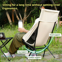 Chaise de jardin pliable moderne noire, en tissu Oxford durable, avec structure en acier carbone, mobilier d'extérieur portable pour la gym et la pêche