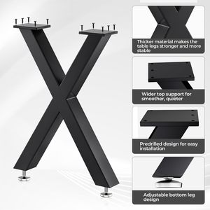 <span class=keywords><strong>Pieds</strong></span> de <span class=keywords><strong>table</strong></span> robustes Indomitable Symmetry, métal moderne, base en acier en forme de X de 16 pouces pour <span class=keywords><strong>table</strong></span> basse et bureau - Product Image 3