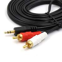 Kabel Speaker Video Audio 3.5 ke 2RCA penggunaan rumah jaket PVC dengan panjang 1.5m/1.8m untuk pemutar DVD mikrofon monitor kabel Aux