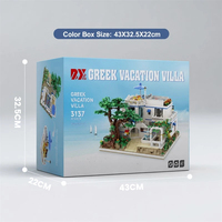 Set Blok Bangunan Vila Liburan Yunani Model Rumah Tiga Lantai Arsitektur Mediterania 3137 PCS DIY Hadiah Pajangan