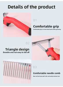 Golden Retriever, Husky, Pastor Alemán, cepillo de Peine de acero para el cuidado de mascotas, cepillo de limpieza de baño ecológico para baño grande y <span class=keywords><strong>largo</strong></span> - Product Image 3