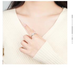 Moissanite <span class=keywords><strong>Diamond</strong></span> CZ 925 Sterling Silver Ring Wedding fidanzamento nuziale anello regolabile per le donne - Product Image 5