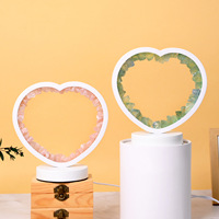 Lampe de chevet en améthyste naturelle brute en forme de cœur, tricolore, avec veilleuse, ornement, branchement USB, pour l'ambiance de la chambre à coucher