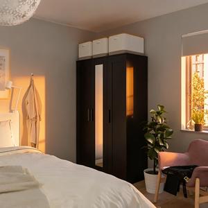 Armoire moderne en bois, systèmes de placards, armoire avec miroir, placards, armoire avec 3 portes, taille personnalisée - Product Image 5