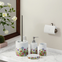 BX Ensemble de salle de bain en céramique Coffret cadeau 4 pièces avec porte-brosse de toilette
