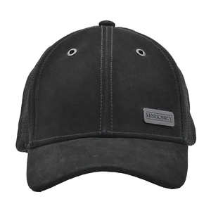 Oem Hat Factory Custom High Quality 6 Panel Original <b>Black</b> Adjustable Baseball Cap Laser Cut Hole Genuine Leather Baseball Hat - Product Image 2
