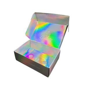 Nhà máy tùy chỉnh màu Hồng Holographic sóng mỹ phẩm vận chuyển hộp vẻ đẹp thiết lập bao bì hộp cho chăm sóc da thư gấp hộp - Product Image 5