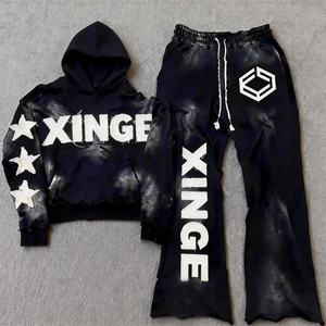 Conjunto Deportivo de Diseño Original Primavera 2026, Bordado Personalizado, Lavado Vintage, Tie-Dye, Estilo Casual, Oversize, Streetwear - Product Image 1